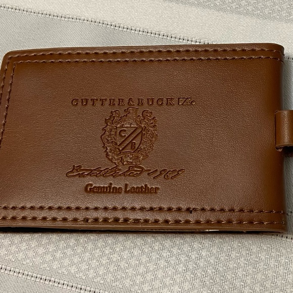 Cutter & Buck Genuine Leather Snap Closure Travel Luggage ID Name Tag - NEW - Picture 1 of 5